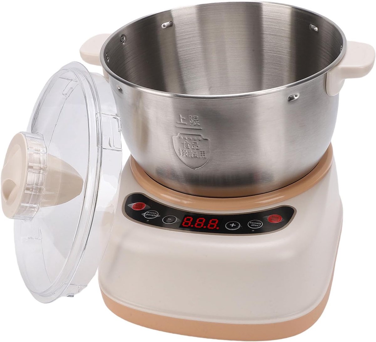 Elektrische Deegmixer - Keukenmachine - Brood Bakken - Met Fermentatie - 5 Liter Kom - Zilver