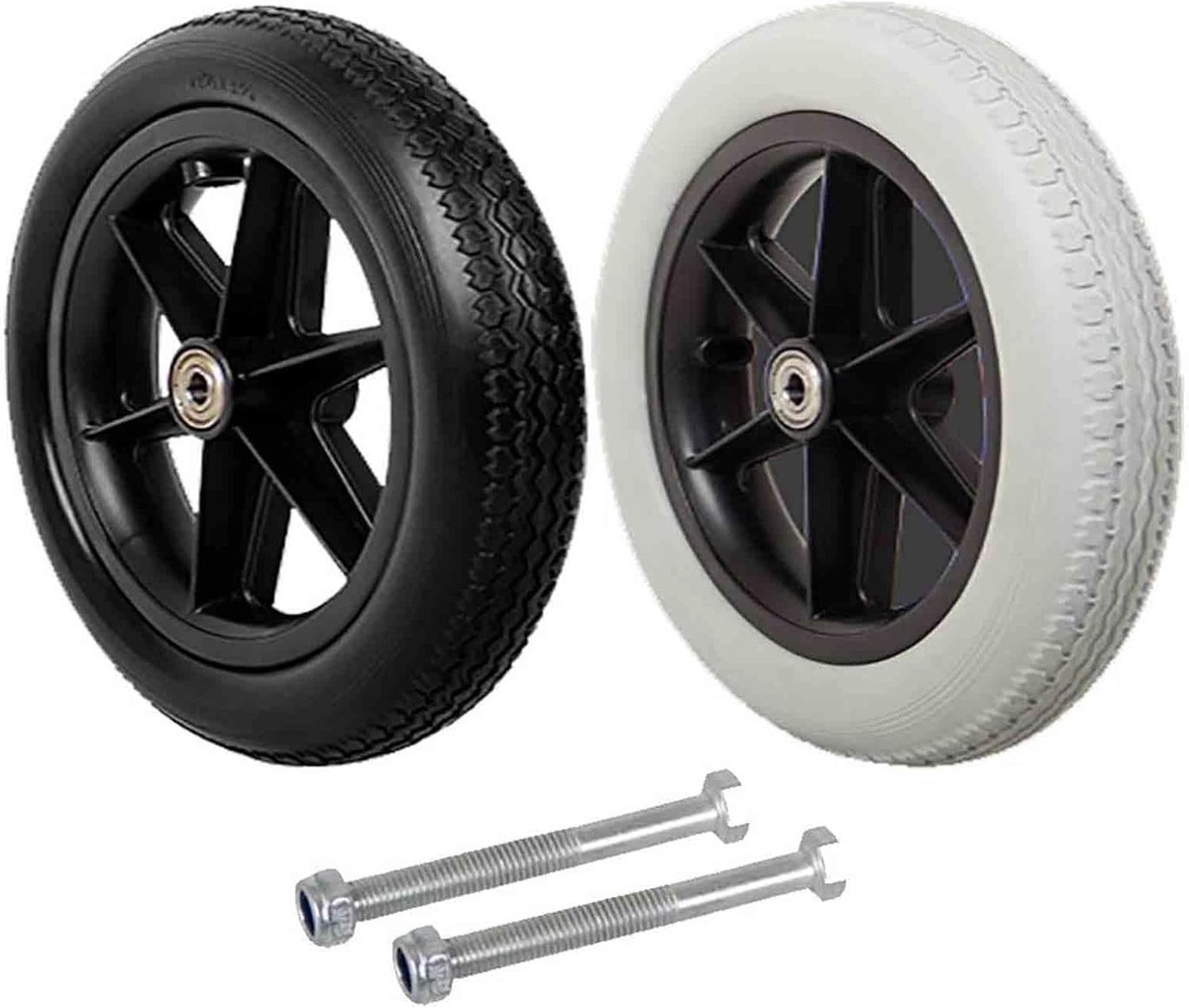 Rolstoel Achterwielen - Massieve Banden - Onderdelen Vervangen - Anti-lekke Rubber - 12 Inch - Grijs