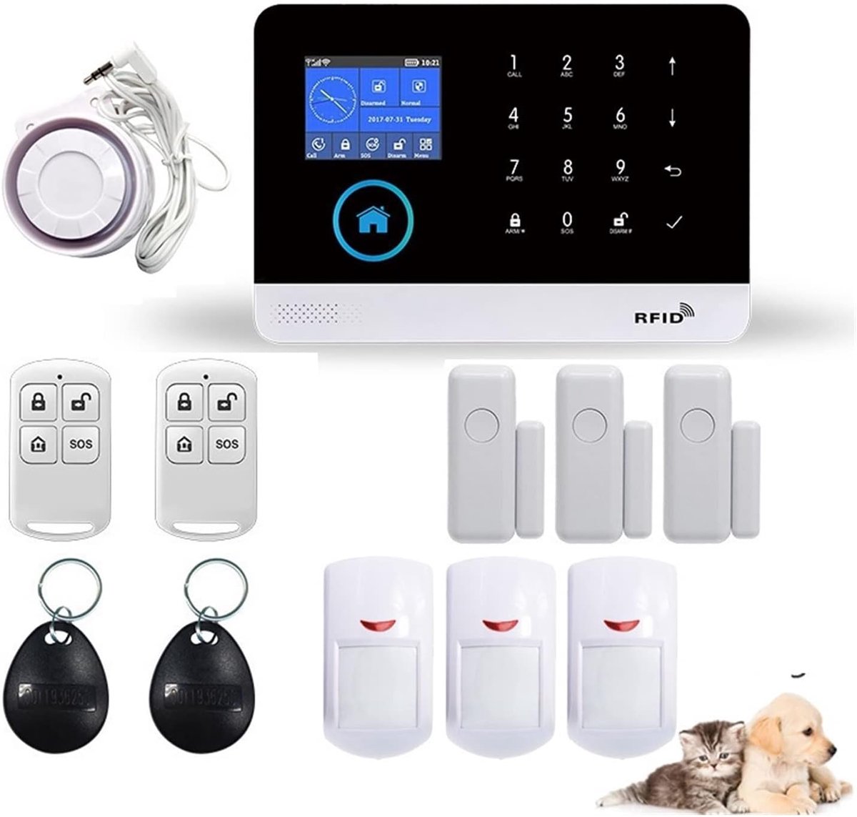 Draadloos GSM Alarmsysteem - Home Security Systeem - Huis Beveiligen - App Bediening - 25x25x25 mm - C