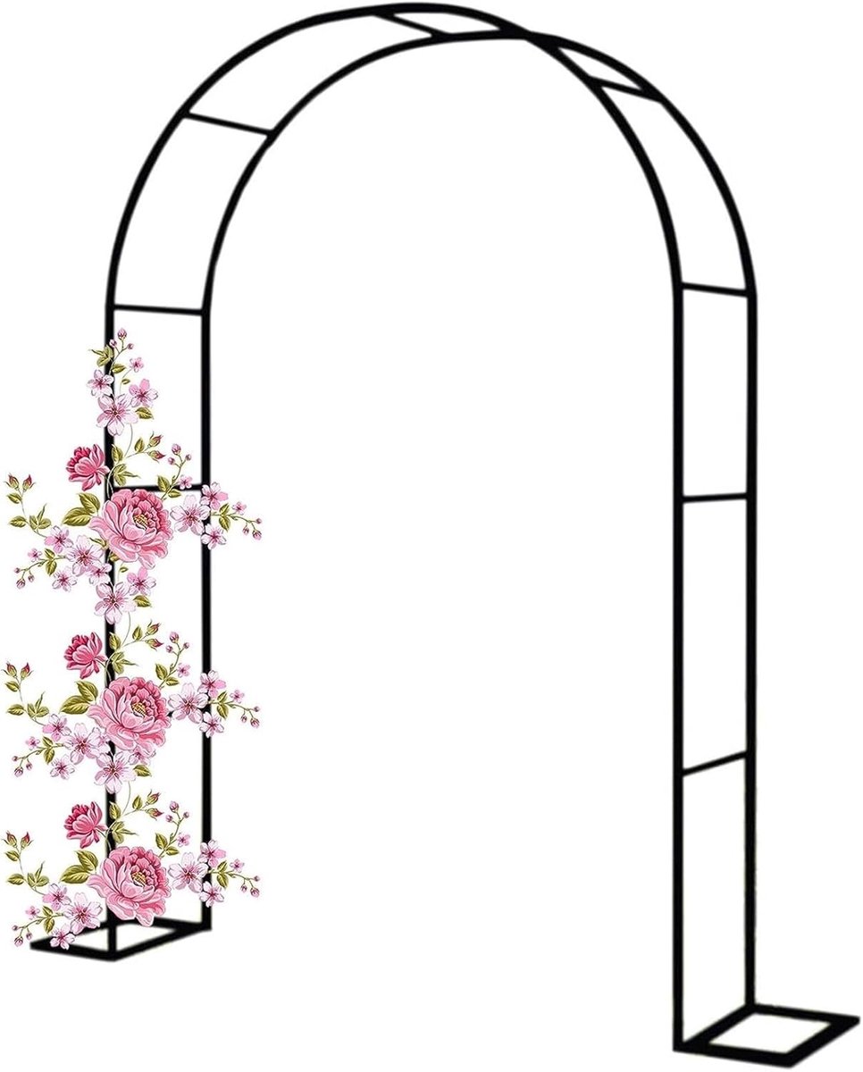Rozenboog Metaal - Tuinboog Klimplanten - Tuin Decoratie - Verstelbare Breedte - 120-350 cm Breed - Zwart