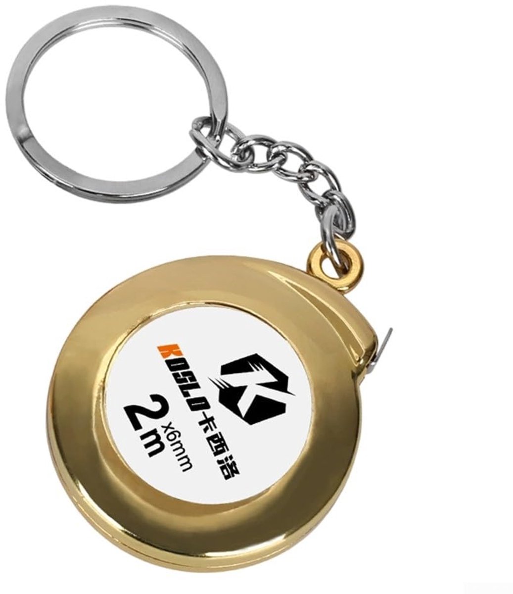 Mini Meetlint - Sleutelhanger Liniaal - Dagelijks Gebruik - Intrekbaar Koolstofstaal - 2 Meter - Goud
