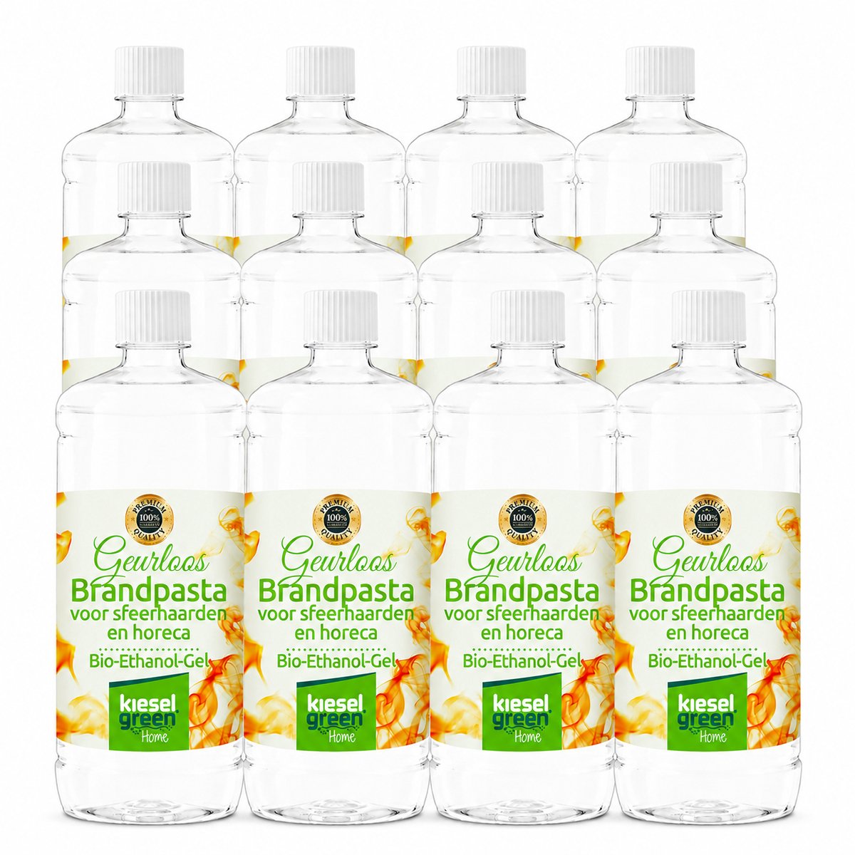 Kieselgreen Bioethanol Gel Brandpasta 12 x 1 Liter Fles Totaal 12 Liter Chafing Dish Brandgel Roetvrij Geurloos Voor Horeca en restaurant