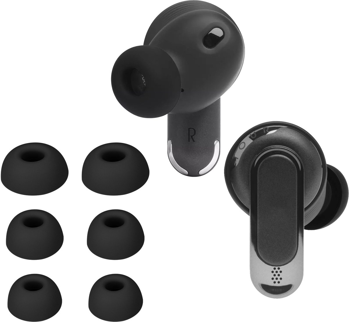 kwmobile 6x cover voor in-ear oortjes geschikt voor JBL Tour Pro 2 - Vervangende oordopjes van siliconen in zwart - 3 maten