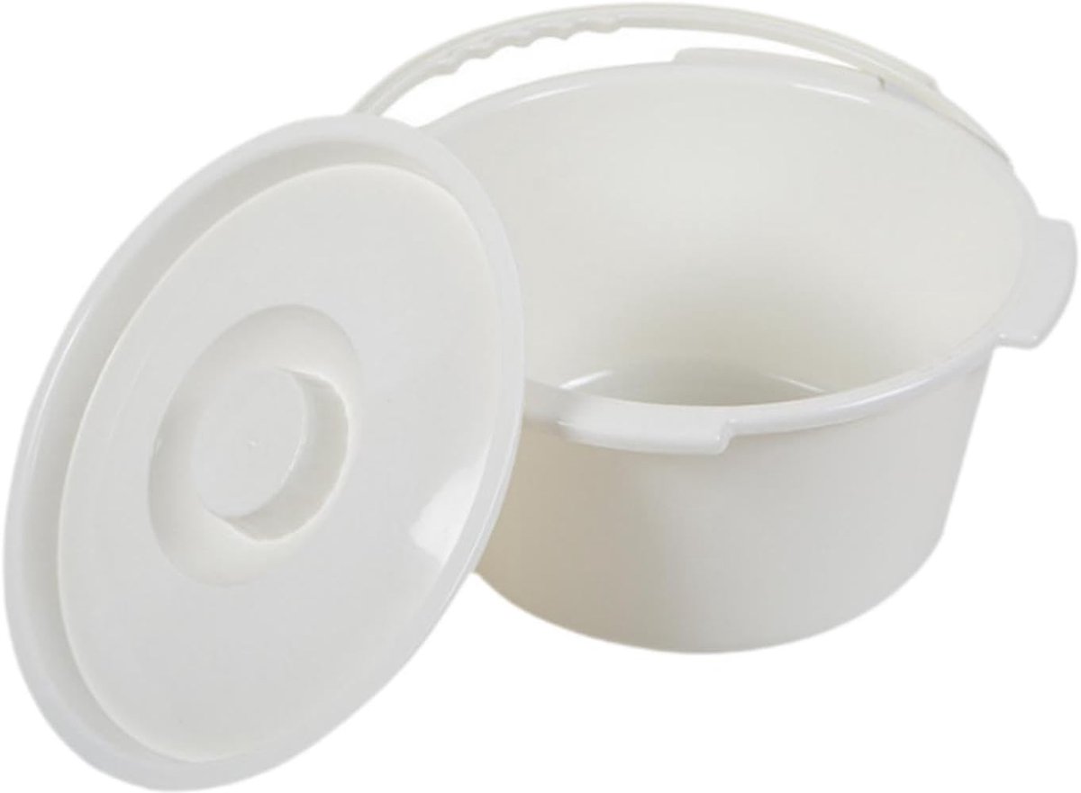 Draagbare Toiletemmer - Noodtoilet Zonder Spoeling - Comfortabel Zitten - Geurwerend Deksel - 30 x 15 x 20 cm - Wit