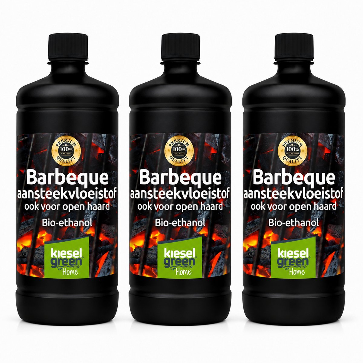 Kieselgreen Geurloze Bio Ethanol Aanmaakgel 3 x 1 Liter Voordeelverpakking Ecologische Aanmaakvloeistof voor BBQ en Haard