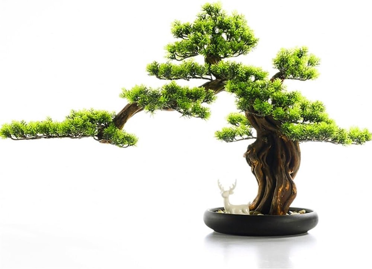 Kunstplant Bonsai - Keramiek Pot - Woonkamer Decoratie - Onderhoudsvrij - Klein Formaat - Groen