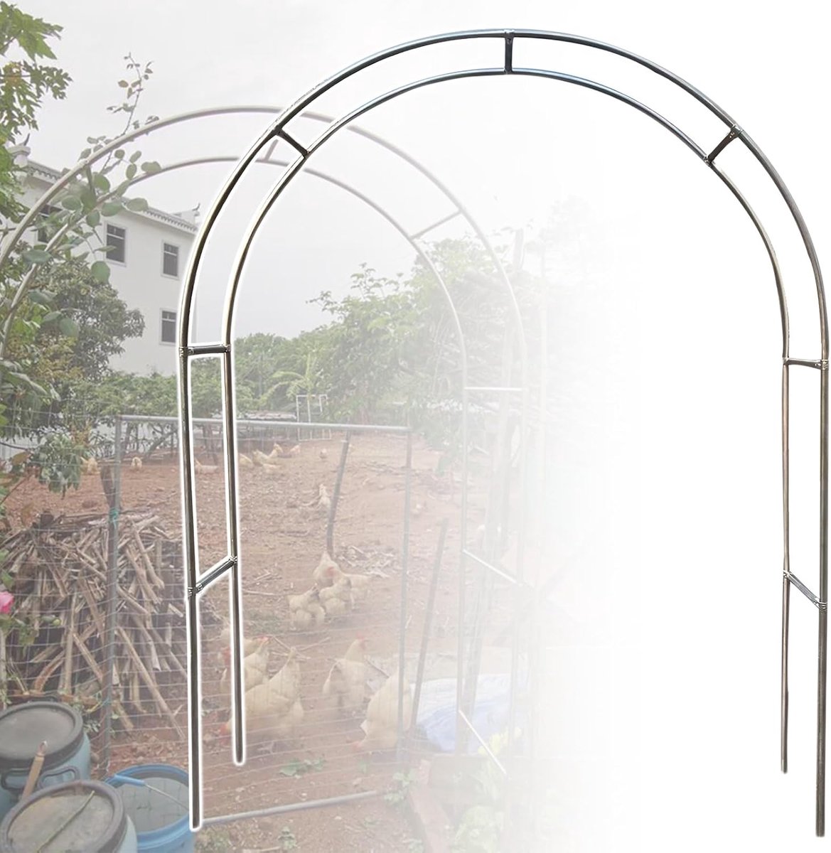 Roestvrijstalen Tuinboog - Metalen Prieel - Klimplanten Ondersteunen - Veelzijdig Decoratief Element - 24 x 24 Meter - Metaal