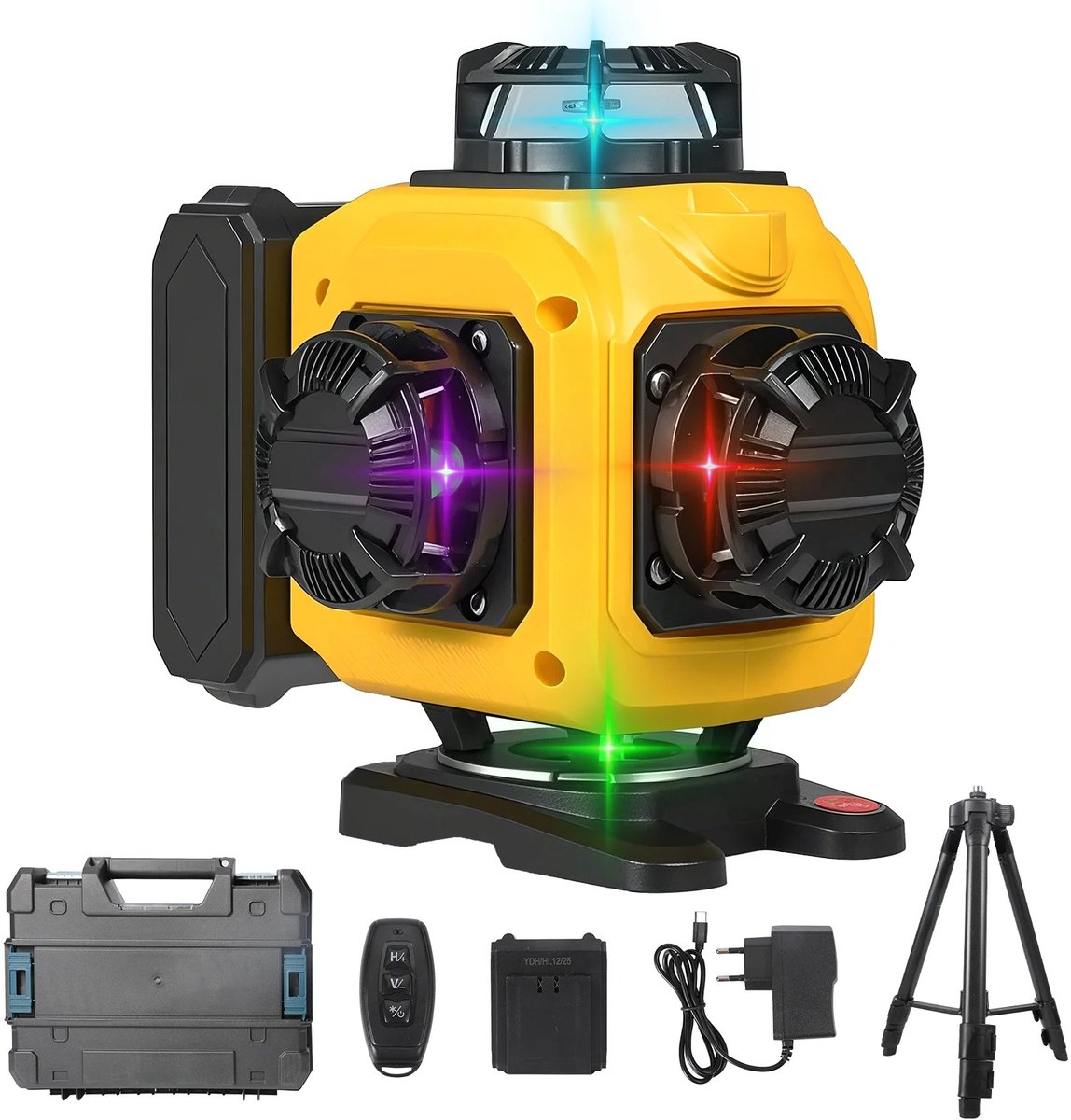 Cventrix Laserwaterpas - Kruislijnlaser - kruislaser - 4D 16 lijnen laserwaterpas - 360 Graden - Statief