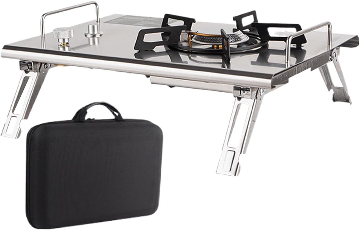 Camping Kooktoestel - Buitenbrander Tafelmodel - Outdoor Koken - Roestvrij Staal - 41.5 x 29 cm - Zilverkleurig