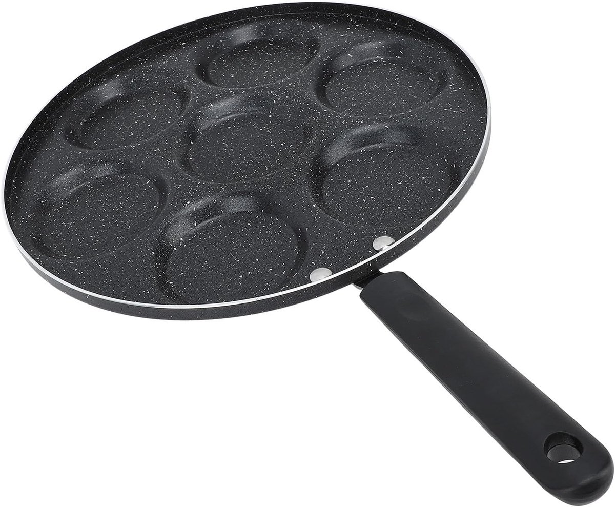 Eierkoekenpan - Omeletpan - Ontbijt Maken - Gelijkmatige Verwarming - 4 Kops - Zwart