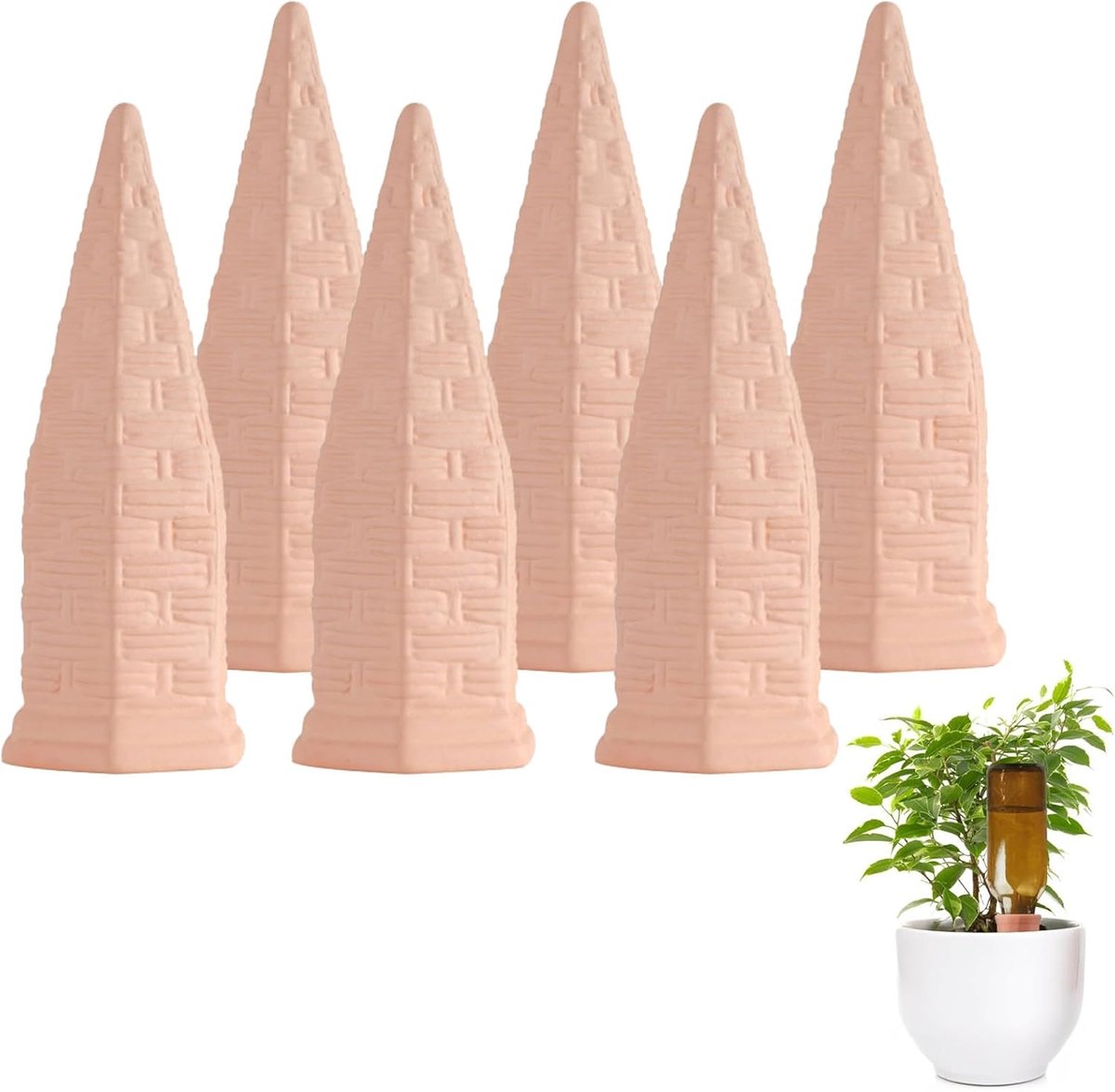 Planten watergevers - Zelfbewatering spikes - Planten verzorgen - Automatische watergift - 4 stuks - Terracotta