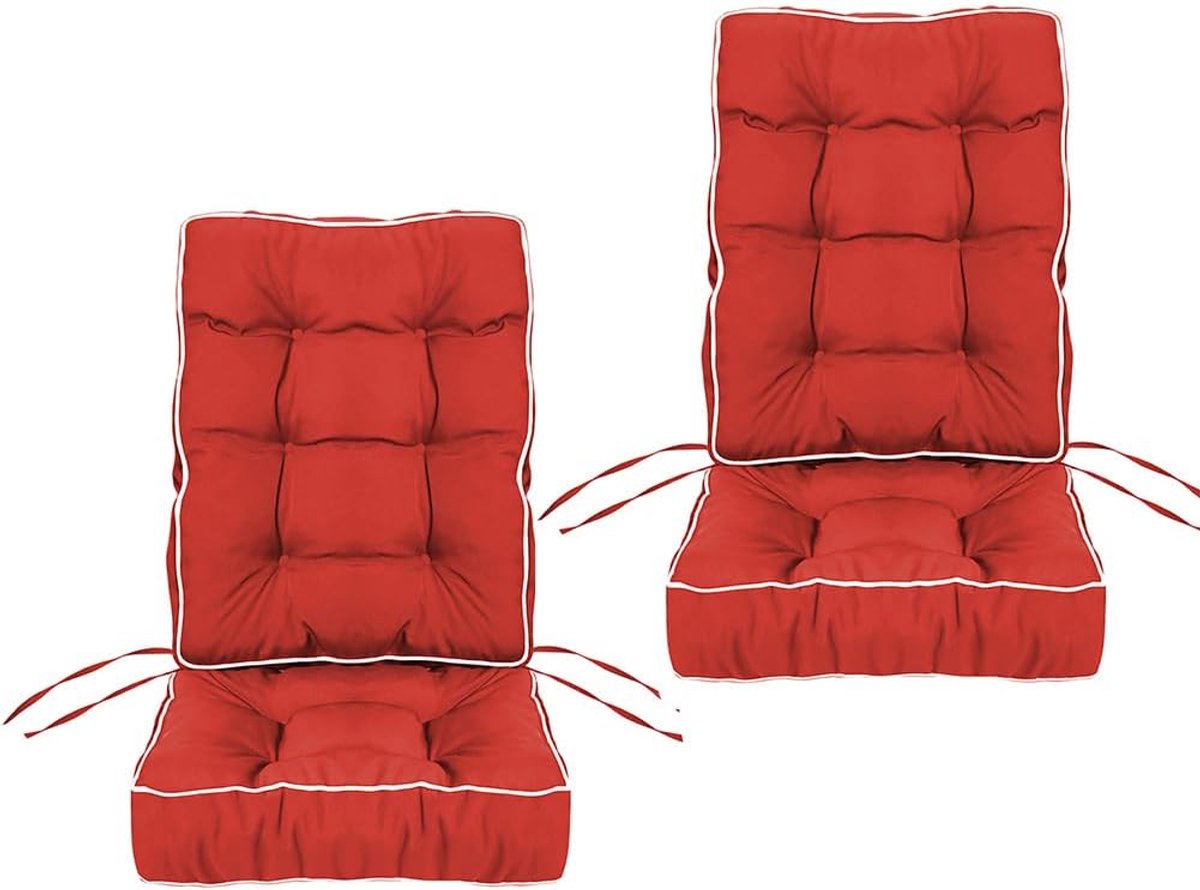 Tuinstoelkussens Set - Stoelkussens Buiten - Comfortabel Zitten - 10cm Dik Polster - 50x50 cm - Rood
