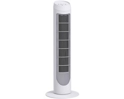 CORE Torenventilator - Ventilatorkolom - Met 3 Snelheden - Oscillerende Ventilator 70° - Compact & Stil - 45W - 27x27x75cm - Wit