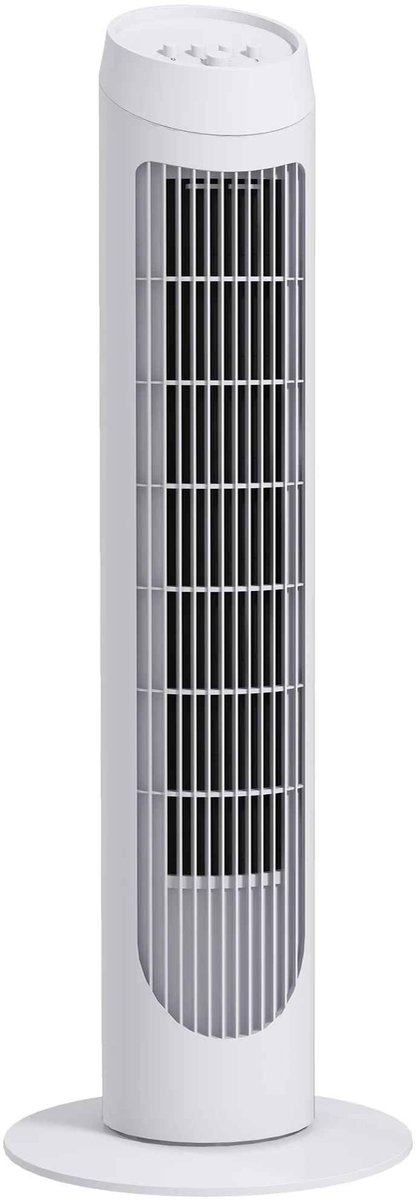 CORE Torenventilator - Ventilatorkolom - Met 3 Snelheden - Oscillerende Ventilator 70° - Compact & Stil - 45W - 27x27x75cm - Wit