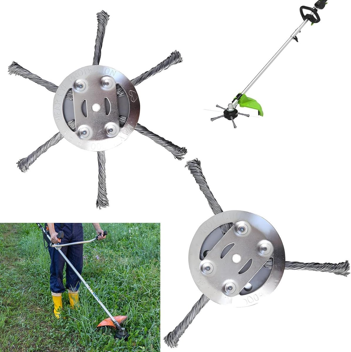 Onkruidborstel voor Grastrimmer - Zilver - 150 x 50 x 5 mm - Staaldraad - Voor Tuinwerkzaamheden