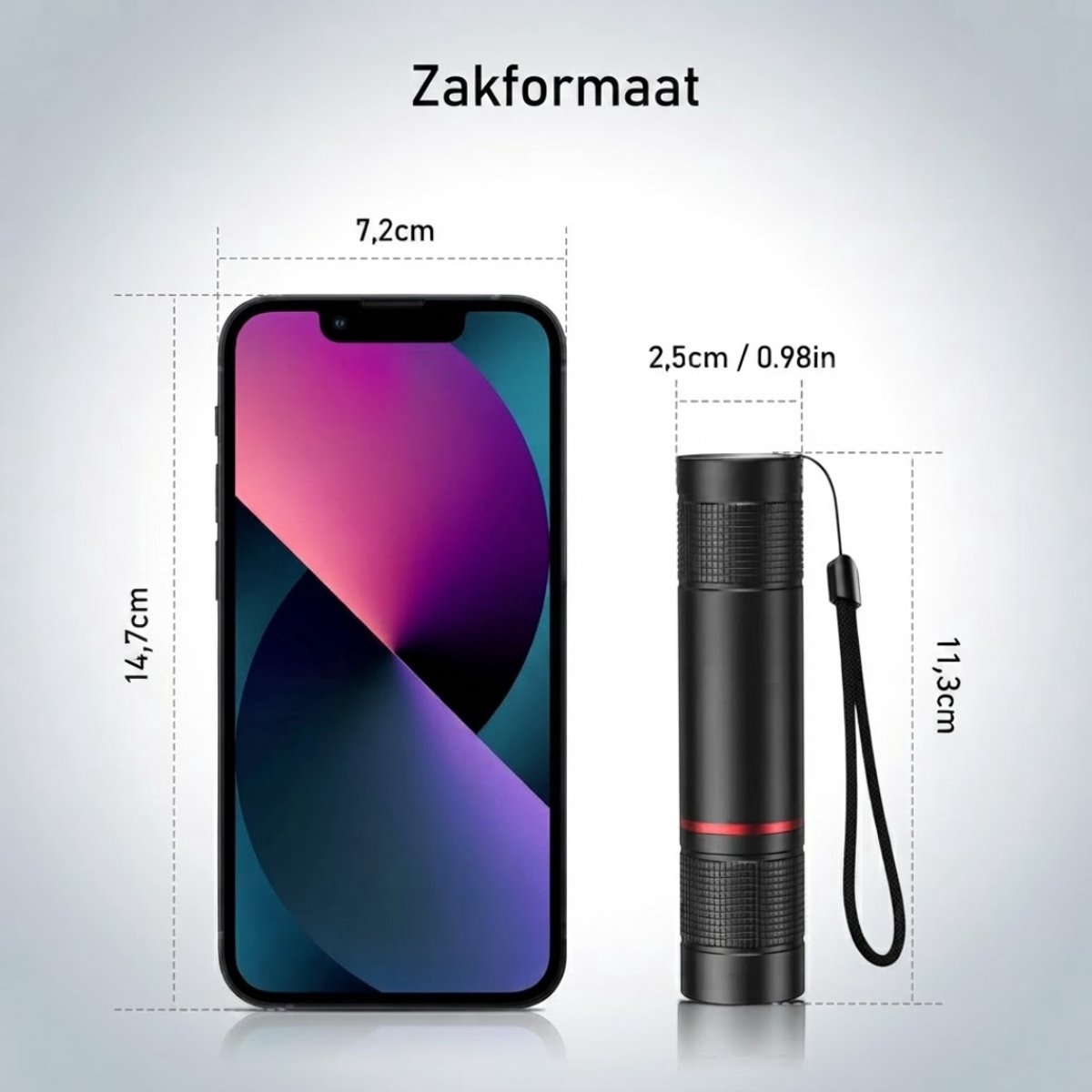 Lìon® Zaklamp LED - Oplaadbaar - Noodgevallen, Klussen - Voor Kamperen, Wandelen, - Zwart - 113cm x 25cm x 25cm