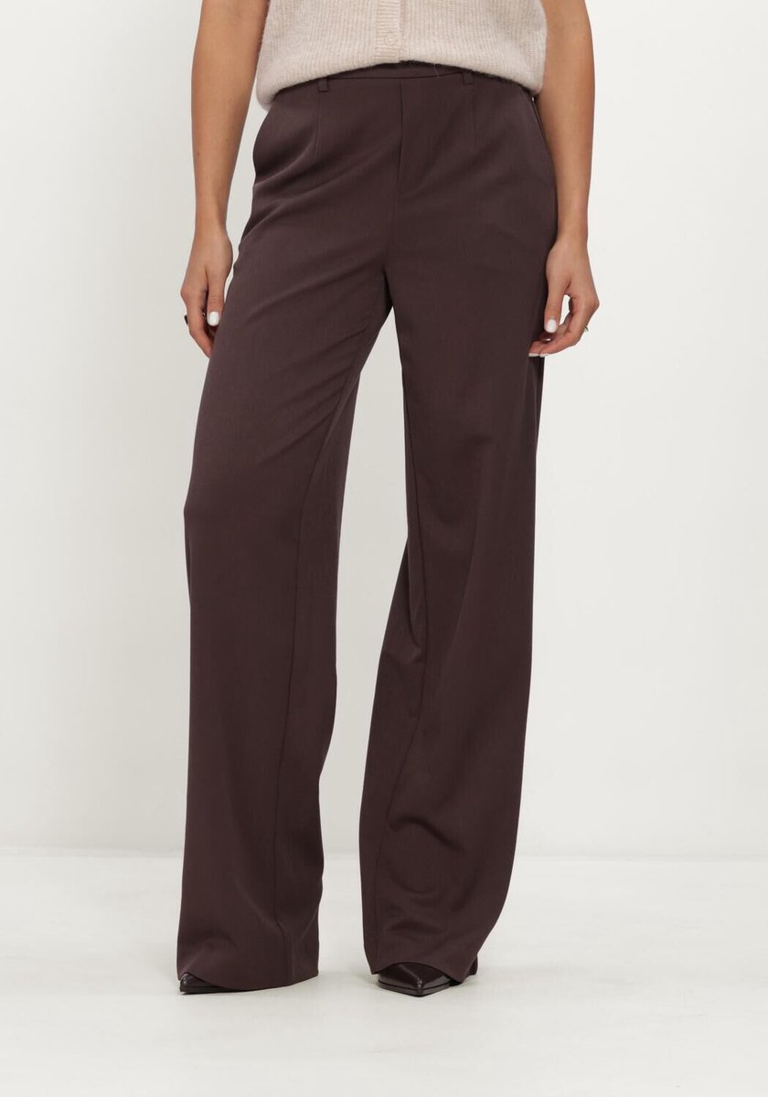 Object Objlisa Wide Pant Tall Broeken Dames - Bruin - Maat 40 TALL