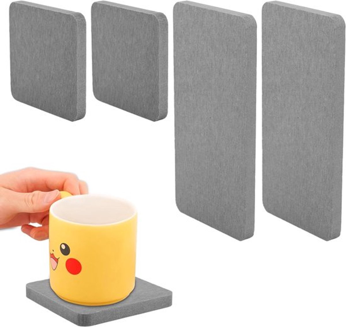 4 stuks waterabsorberende diatomee-onderzetters, direct droogende diatomee-gootsteenorganizer met lade voor keuken en badkamer (lichtgrijs)