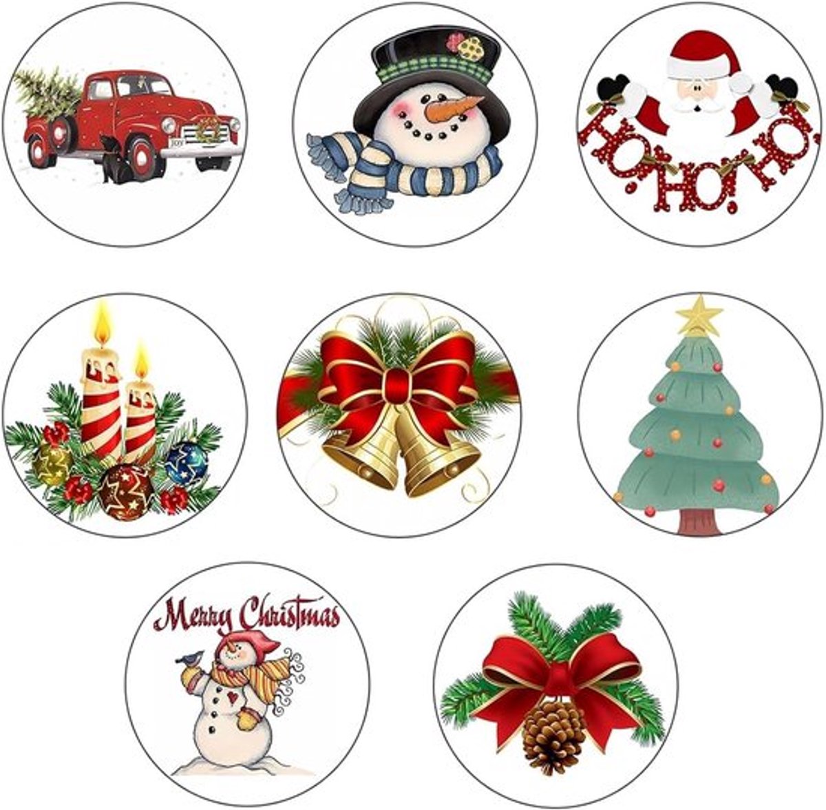 Kerststickers - Zelfklevend - 500 Stuks - Rond - Kerststickers voor Kaarten - Cadeaus