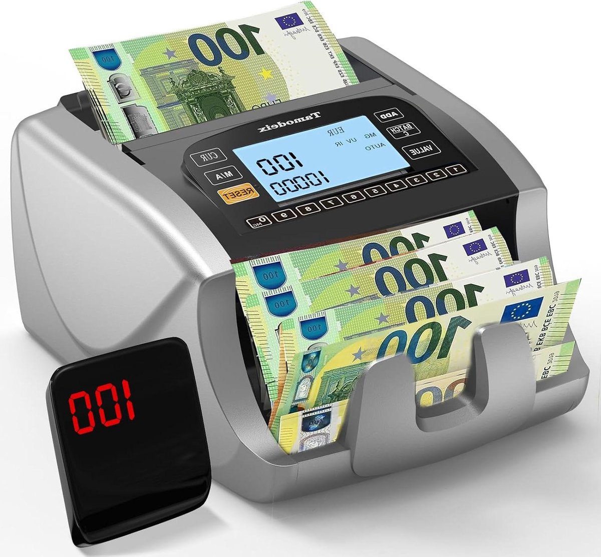 Geldtelmachine - Bankbiljettenteller - Snel Geld Tellen - Dubbele Echtheidscontrole - 339 x 295 x 204 cm - Zwart