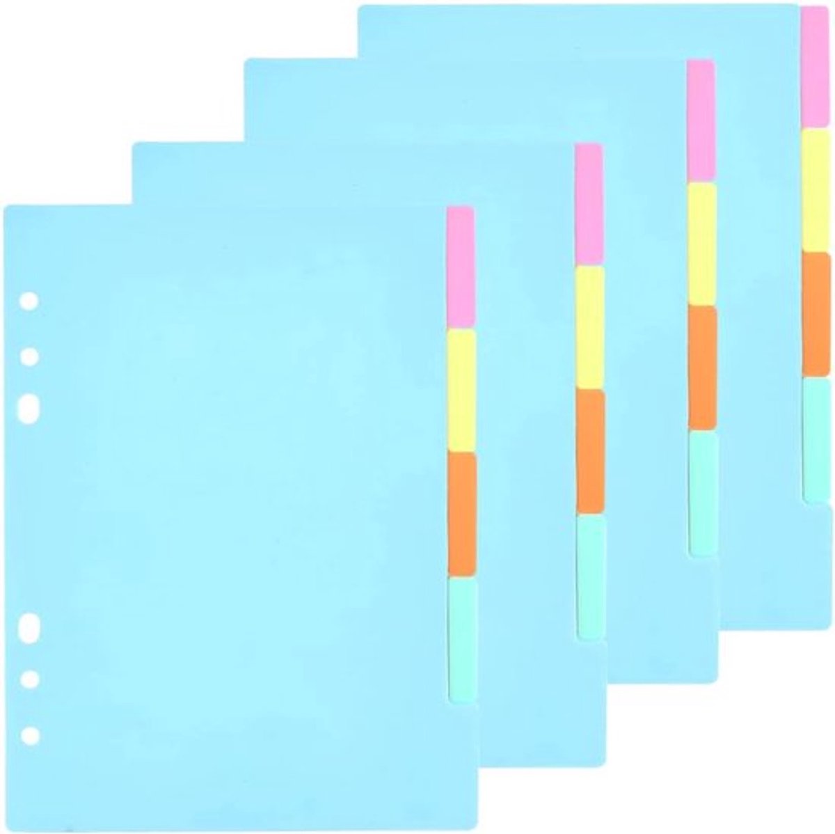 20 stuks 5-vak plastic scheidingsbladen voor Discbound-notitieboek, multikleurige indelingsbladen voor 6-ring binders, school- en kantoorbenodigdheden