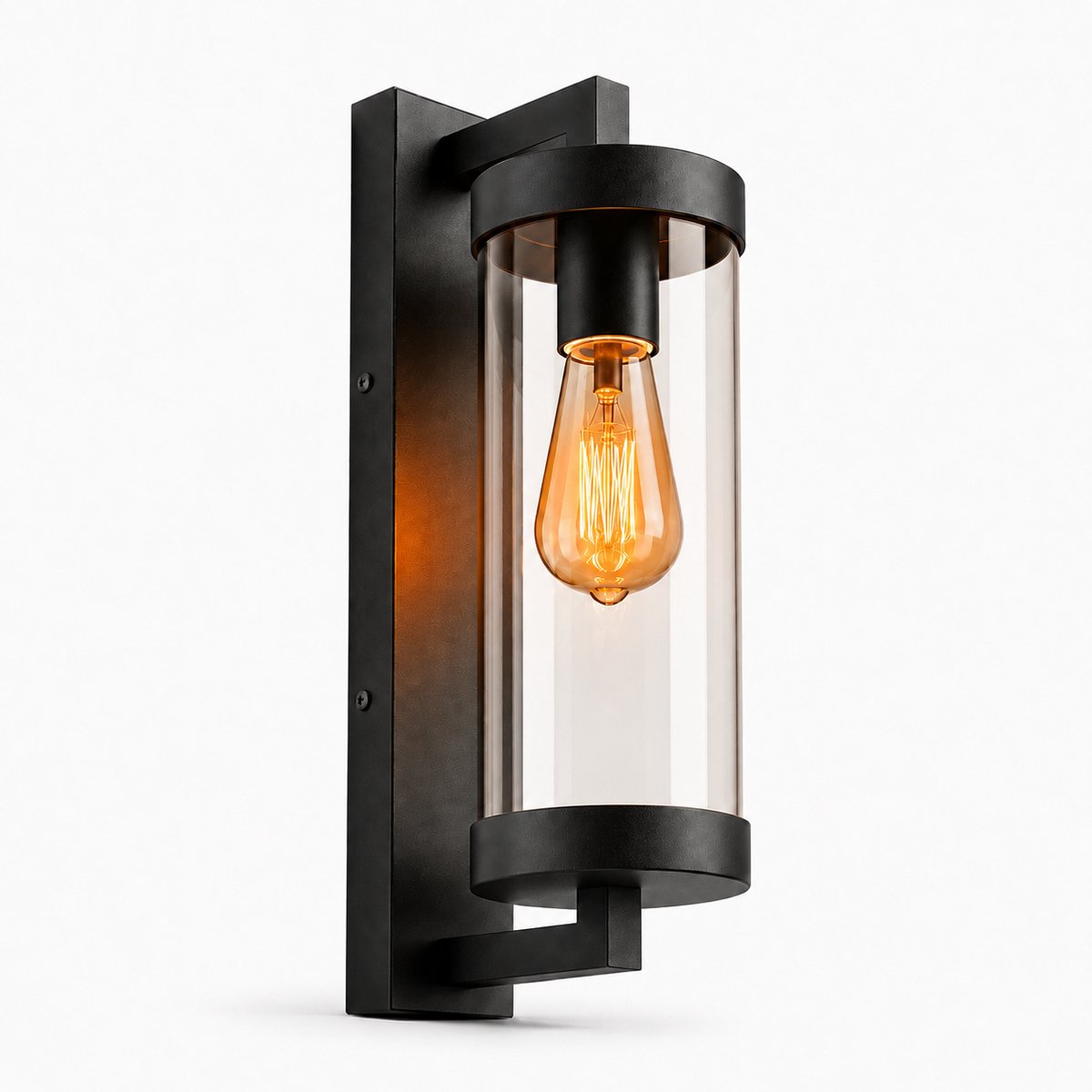 Luminize wandlamp buiten - buitenlamp met glas - cilinder - E27 fitting - tuinverlichting - gevelverlichting - modern design - zwart