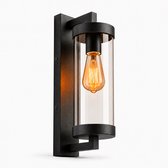 Luminize wandlamp buiten - buitenlamp met glas - cilinder - E27 fitting - tuinverlichting - gevelverlichting - modern design - zwart