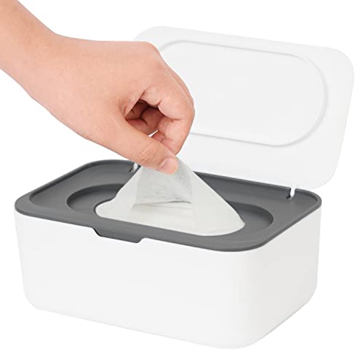 Vochtige doekjes dispenser - Wipe Box Doekjesverdeler - Stofdichte Tissue Box Houder - Wipes Dispenser voor Baby & Volwassenen – Navulbare Doekjeshouder met Siliconen Afdichting, Stofdichte Vershoudbox - Baby Dispenser - 1 stuk – Grijs