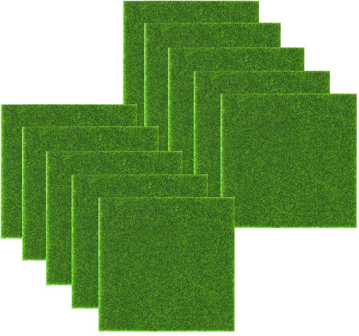 10 x Kunstgrasmatte (15cm x 15cm) - Voor Rasen en Miniatuurlandschappen