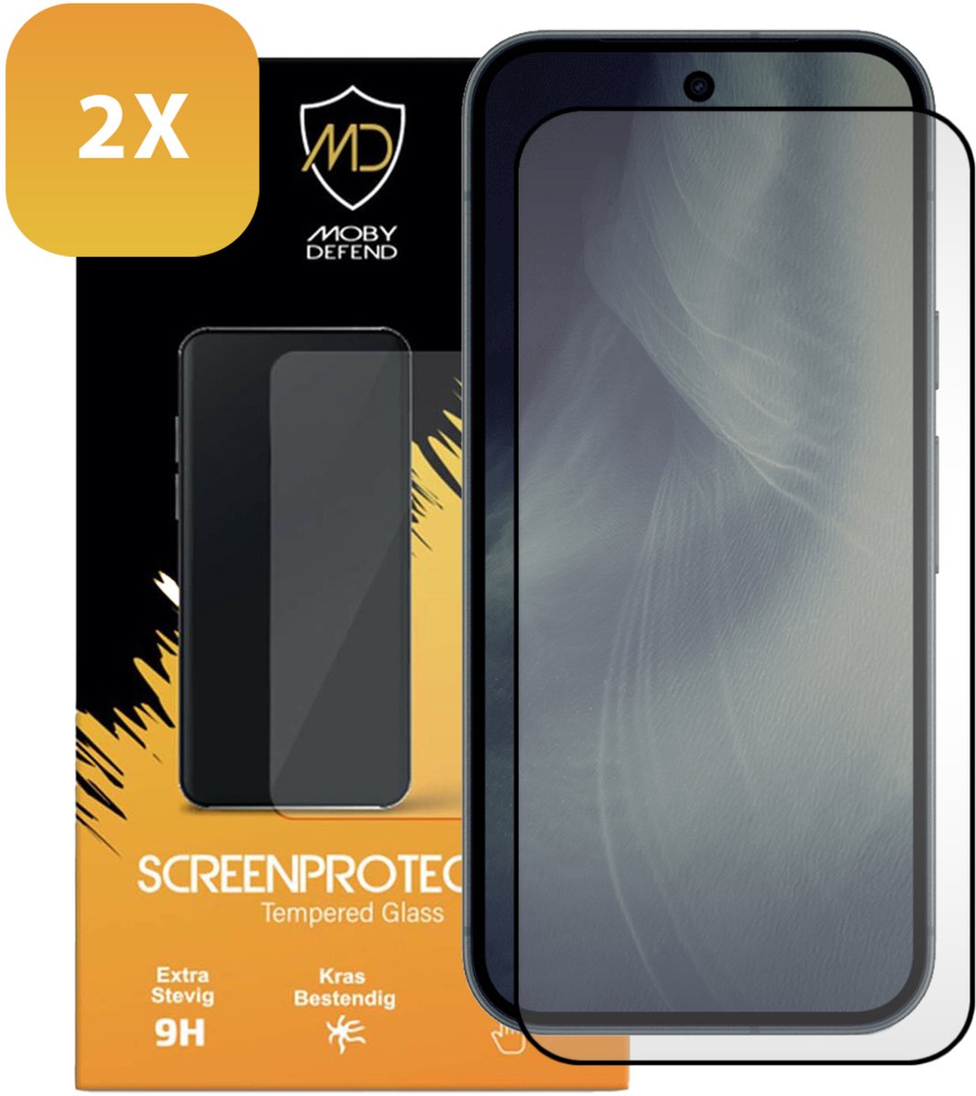 2-Pack MobyDefend Screenprotectors - Geschikt voor Google Pixel 11 - Screensavers Met Zwarte Randen - Gehard Glas