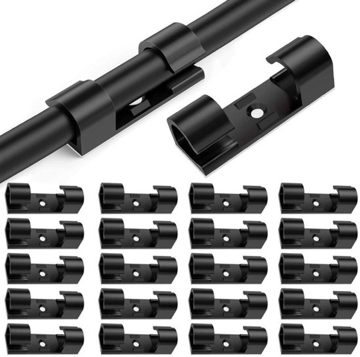 Kabelclips voor zelfklevende kabelbevestiging - Set van 20 stuks - Organiseer elektrische kabels met kunststof houders