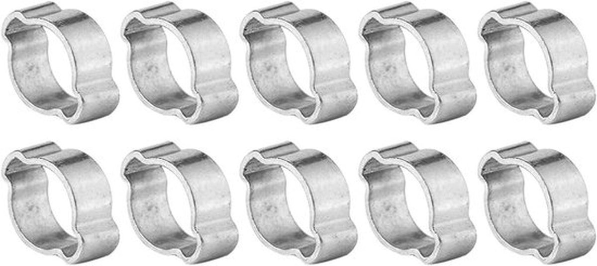 Verzinkt Roestvrij Staal Slangklemmen 10 stuks - Twee-oor Klem 5-23mm - Brandstof Benzine Pijp Buis - 9-11MM