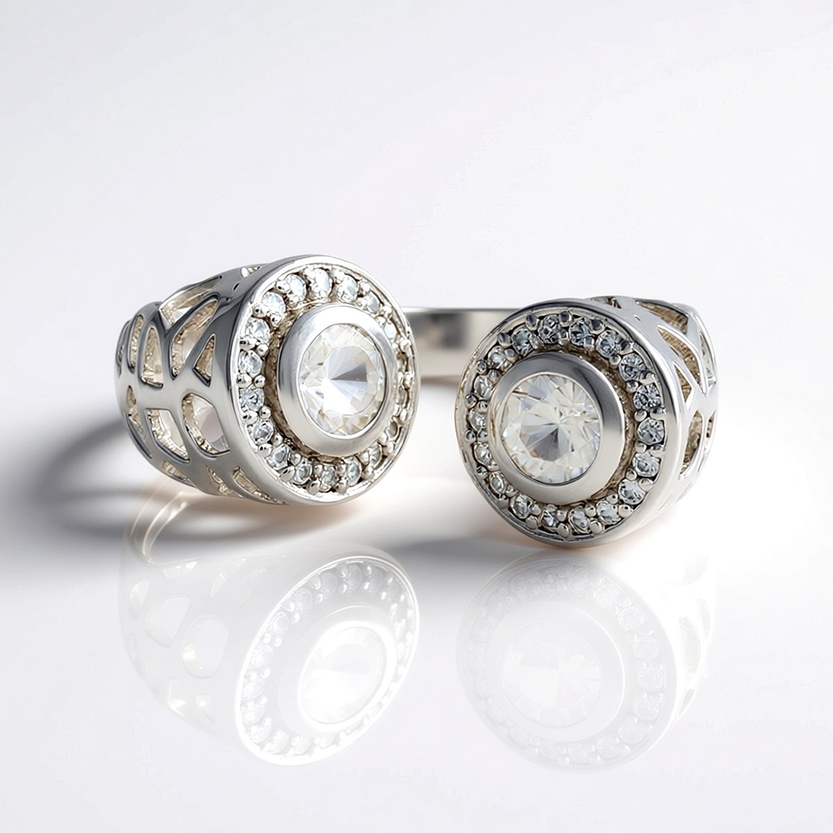 Cavill - Zilveren Ring met Cambodjaanse Zirkonen 0,86 ct - 925 Sterling Zilver Platina Verguld - Filigraan Elegant Design Damesring