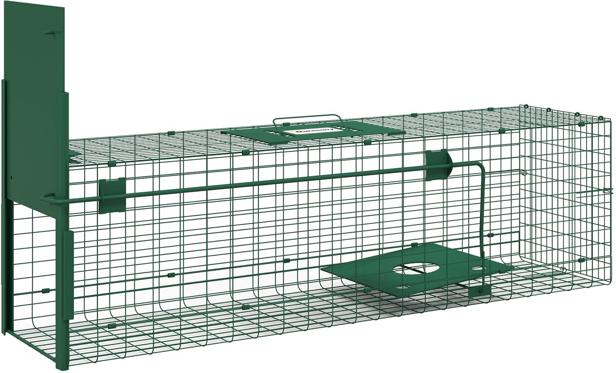 Muizenval – enkele ingang – afmetingen: 100L × 25l × 28H cm – donkergroen