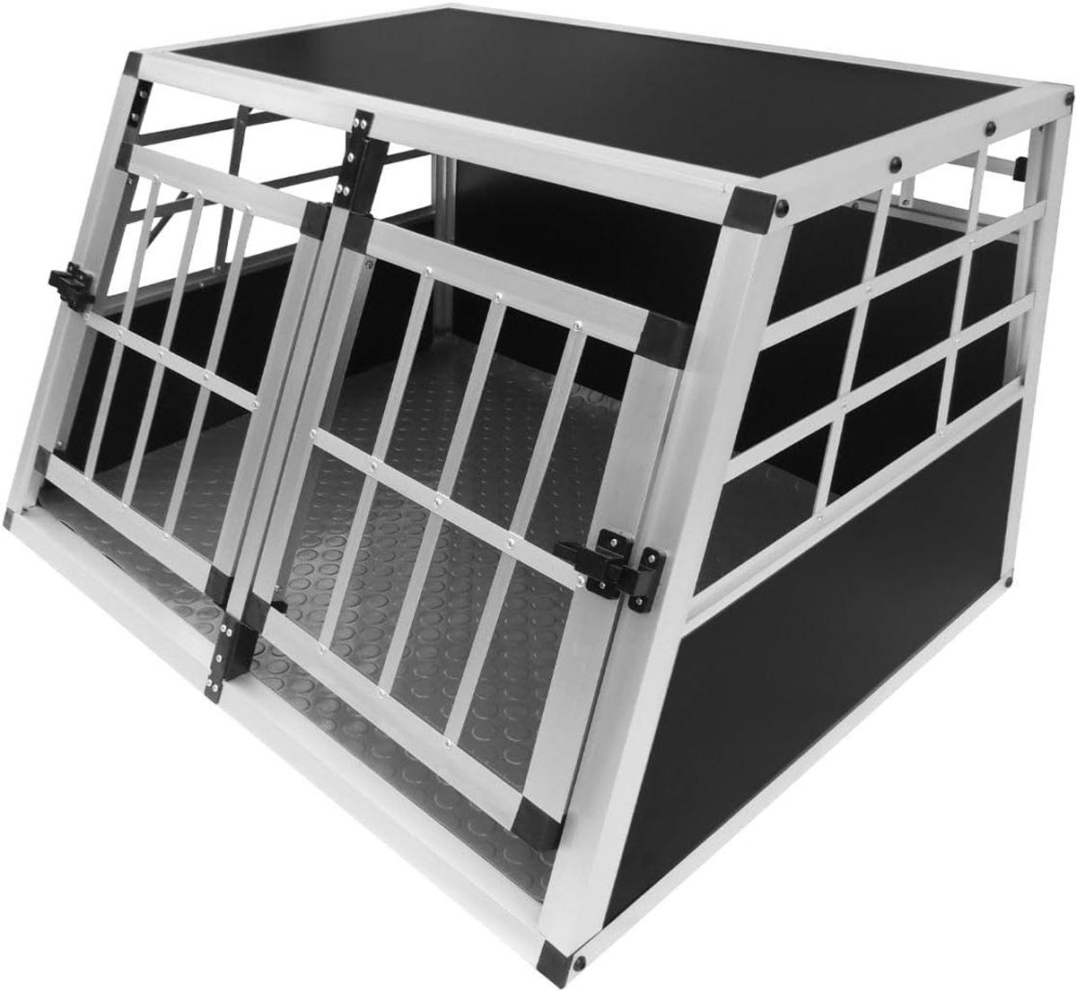 Hondenbench Autobench - Hondenkooi Auto - Veilig Transport - Trapeziumvorm - 89 x 69 x 50 cm - Zilver