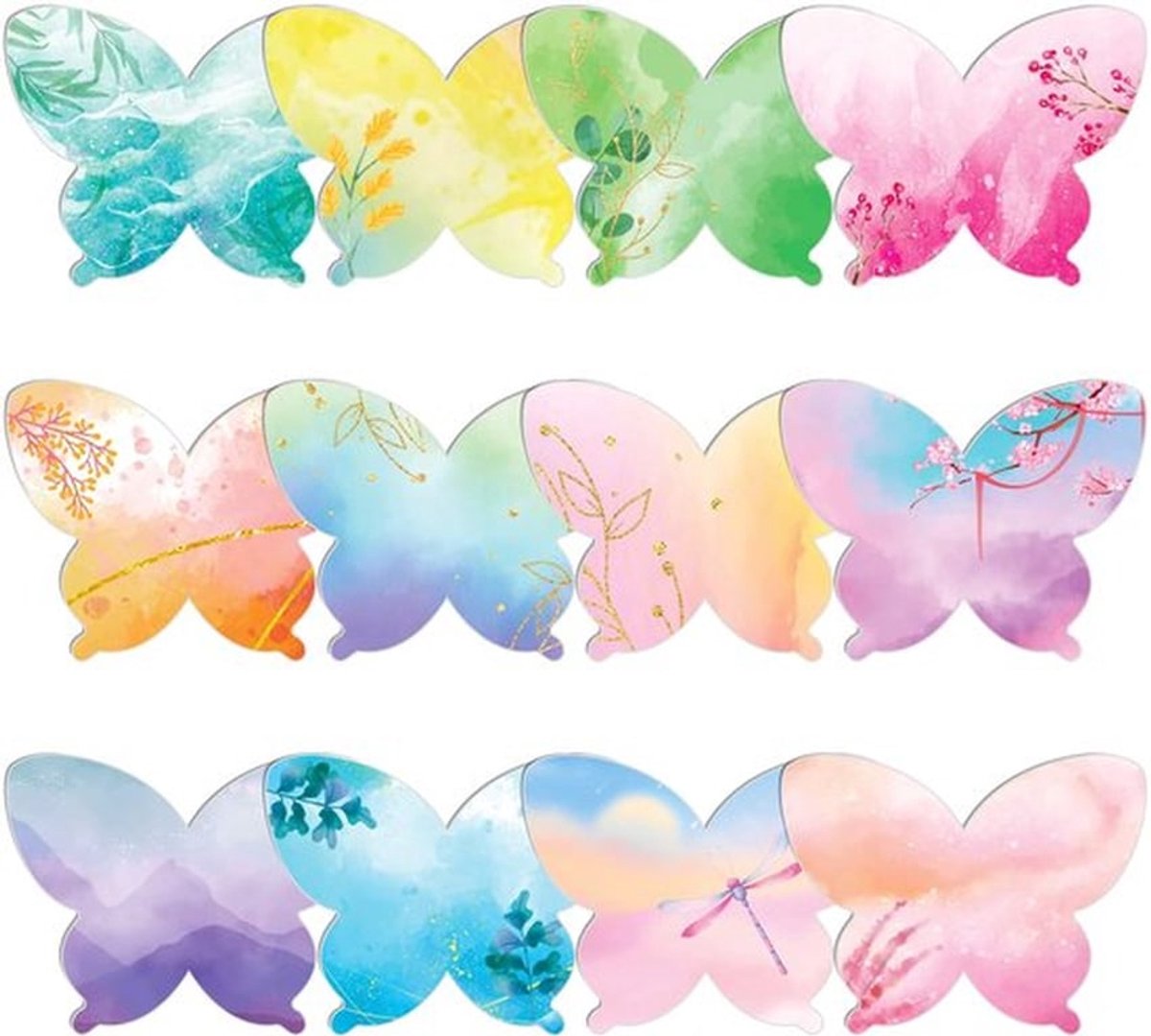 Plaknotitie 12 Stuks - Vlindervormig - Zelfklevend - Dikke Papier - Multicolor - Ideaal voor Plannen en Notities - Sticky Notes