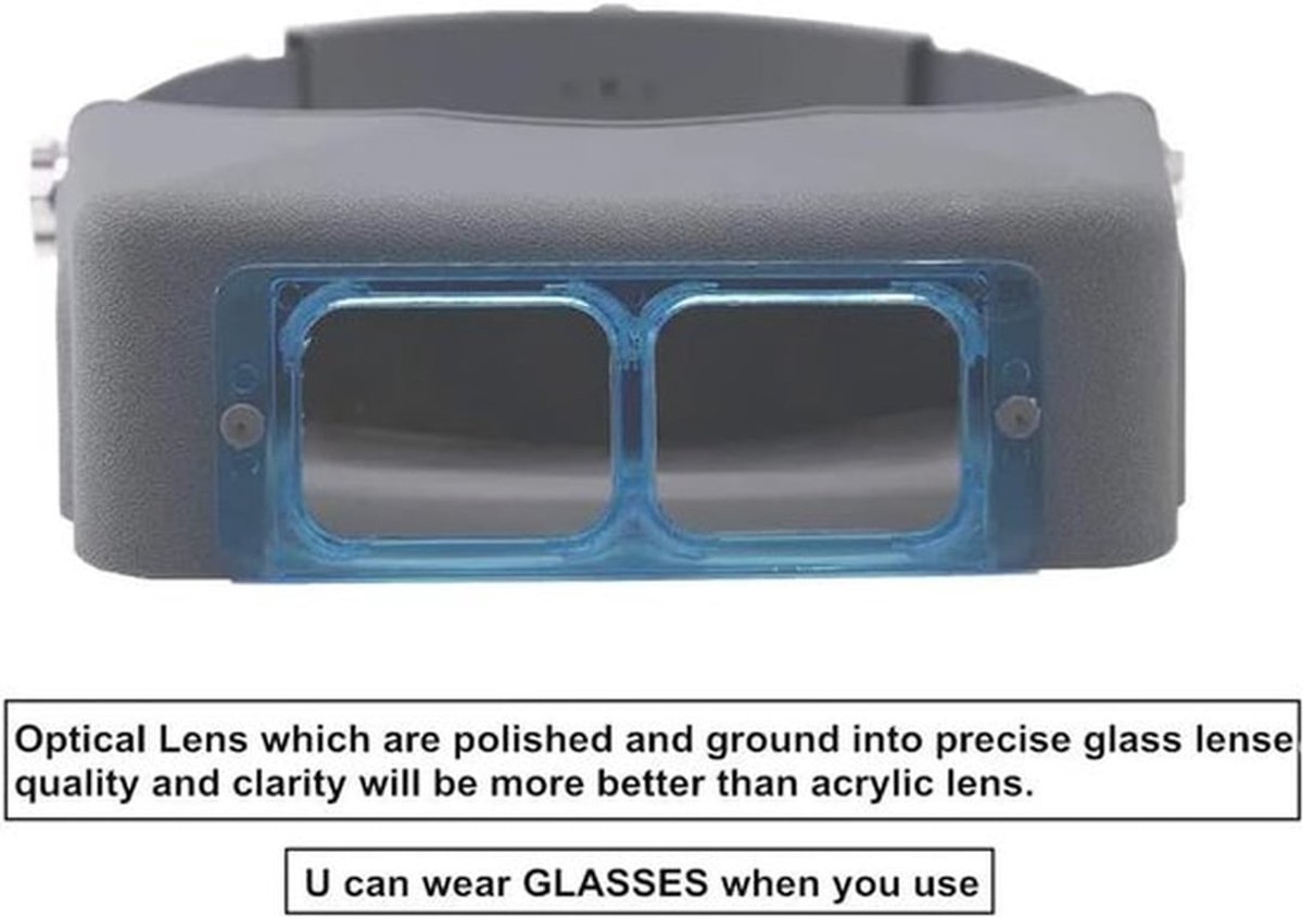 Hoofdloep, optische glazen binoculaire loep, vergroting: 1,5x, 2x, 2,5x, 3,5x