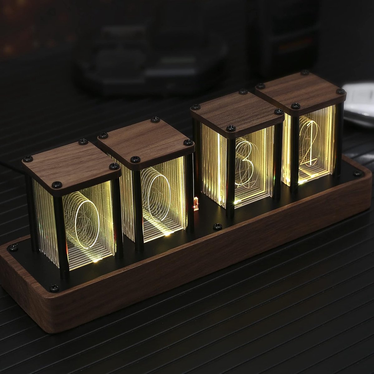 Nixie‑stijl digitale LED‑wekker, 12/24‑uur formaat, met netwerkkoppeling, retro decoratieve tafelklok, ideaal cadeau voor bureau en slaapkame