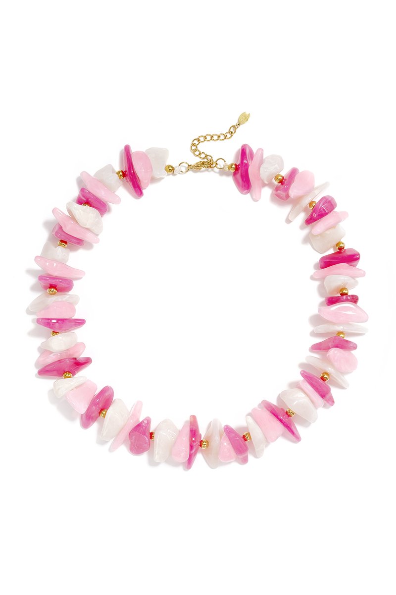 Acryl Kralenketting met Onregelmatige Vorm – Simple Series - Roze