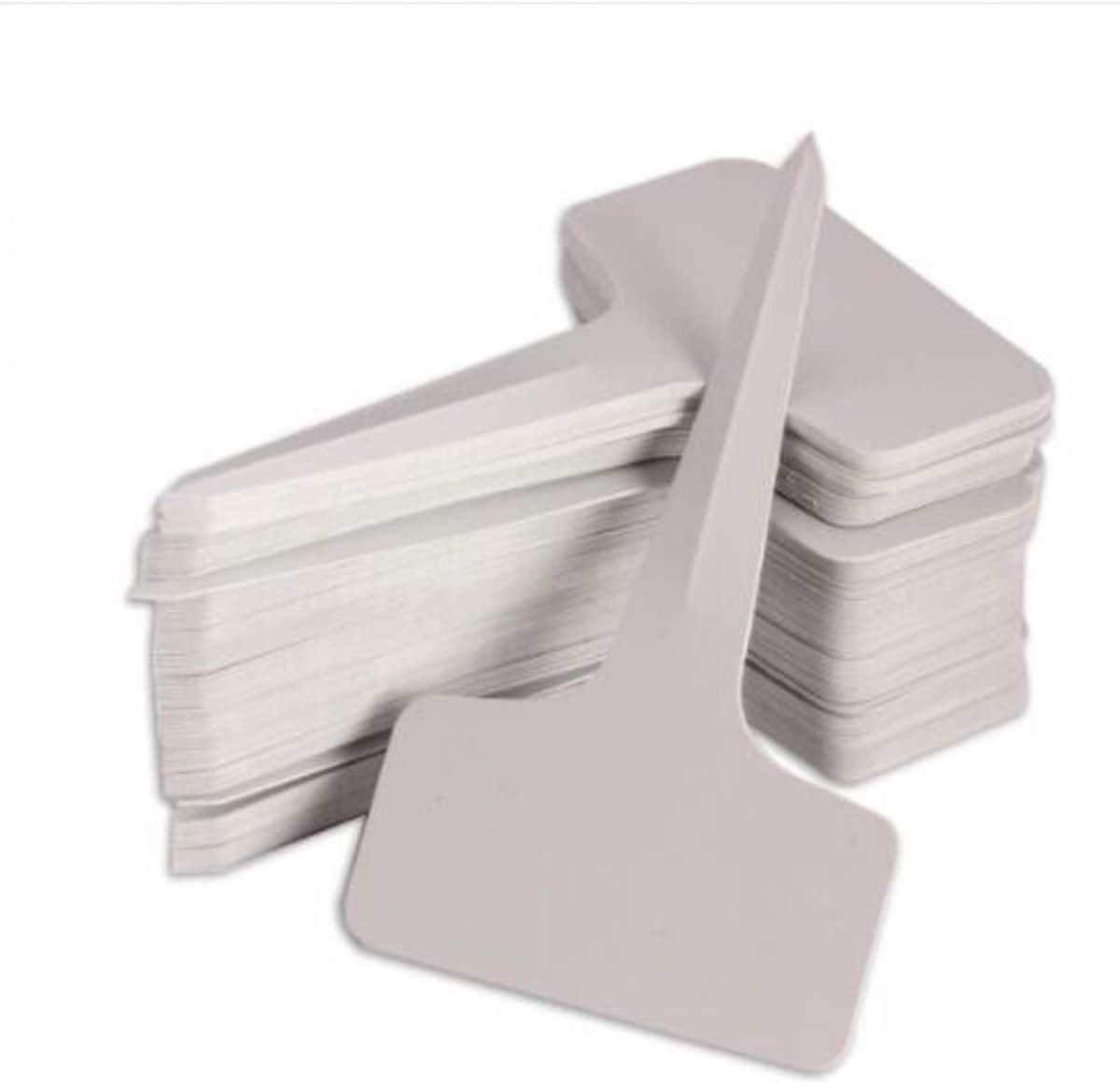 100 stuks witte plastic T-vormige plantenlabels van 6 x 10 cm, geschikt voor tuin- en kwekerijdoeleinden.