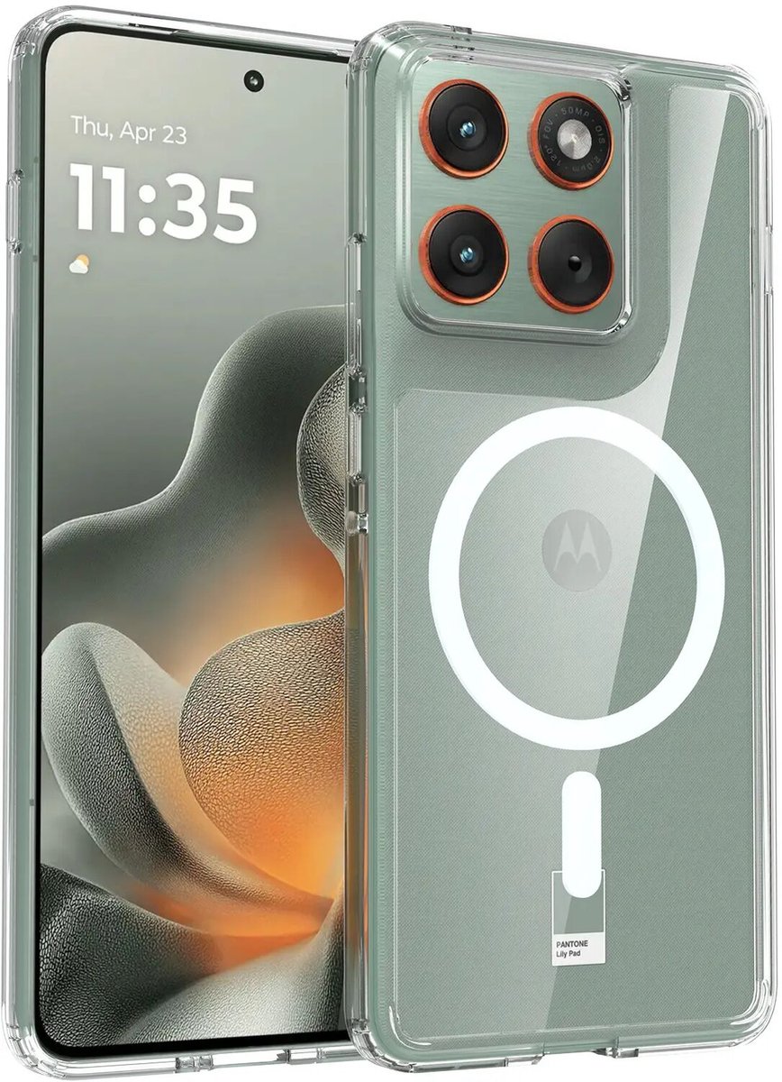 Hoesje Geschikt voor Motorola Moto Edge 70 - Compatibel met MagSafe / Qi2 - Hard Back Cover met Magneet - Transparant