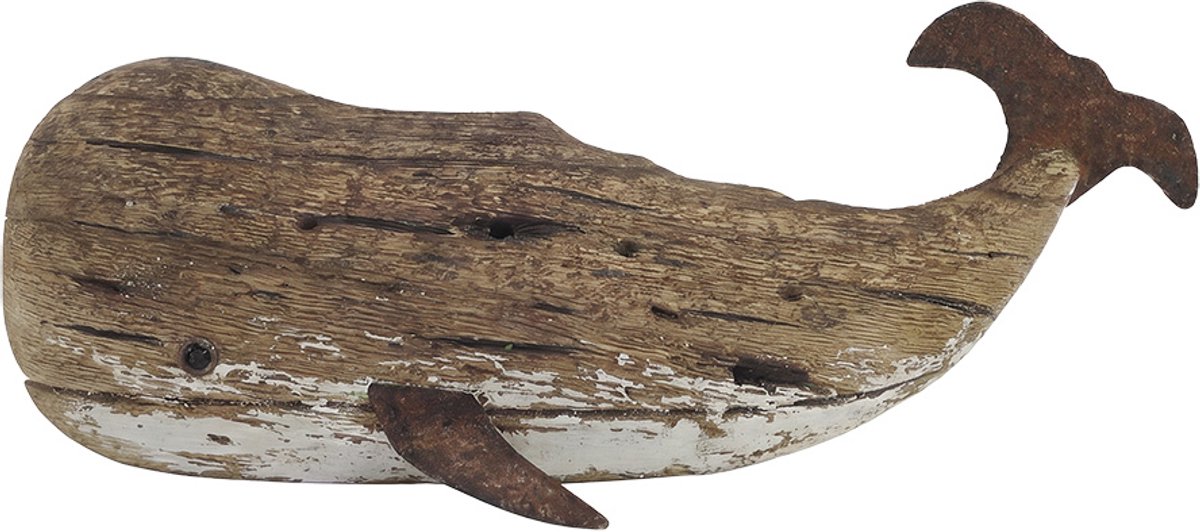 Clayre & Eef Decoratie Beeld Walvis Bruin Hout