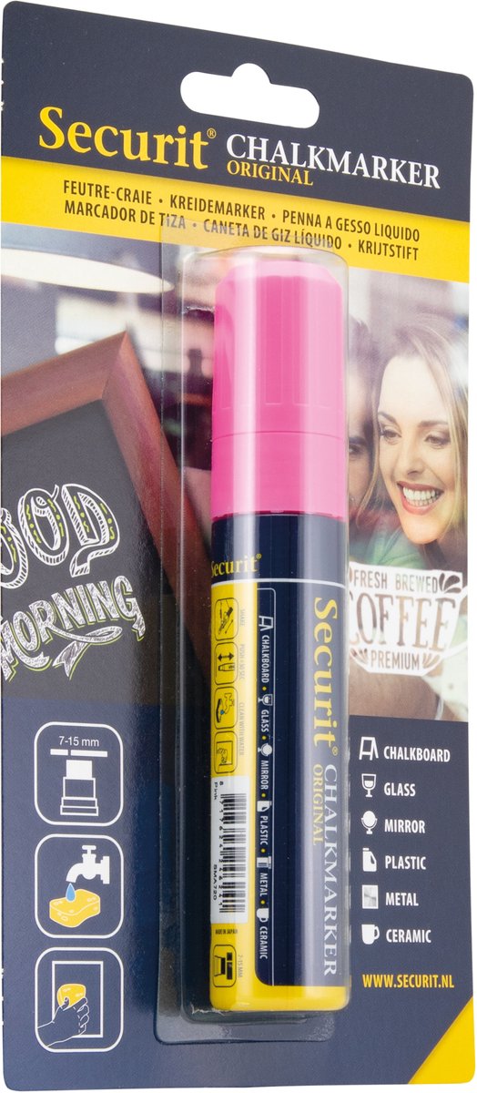 Securit® Original krijtstift met blokpunt in roze