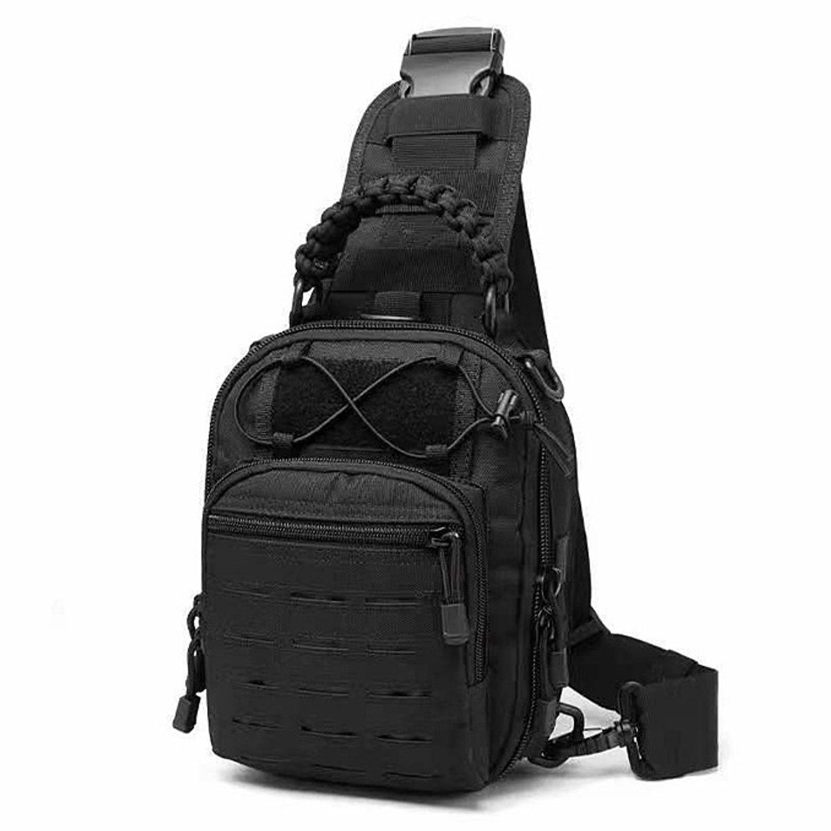 Heren borsttas - tactische camo crossbody tas - waterbestendig slijtvast - multifunctioneel - voor buitensport en militaire stijl—Zwart