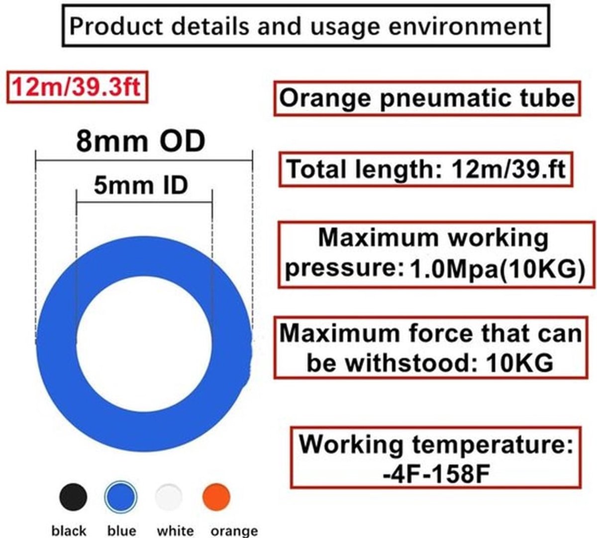 Pneumatische Slang 8 mm - PU-Luchtslang 12 Meter - Persluchtslang - Slijtvast - Flexibel - Eenvoudige Aansluiting