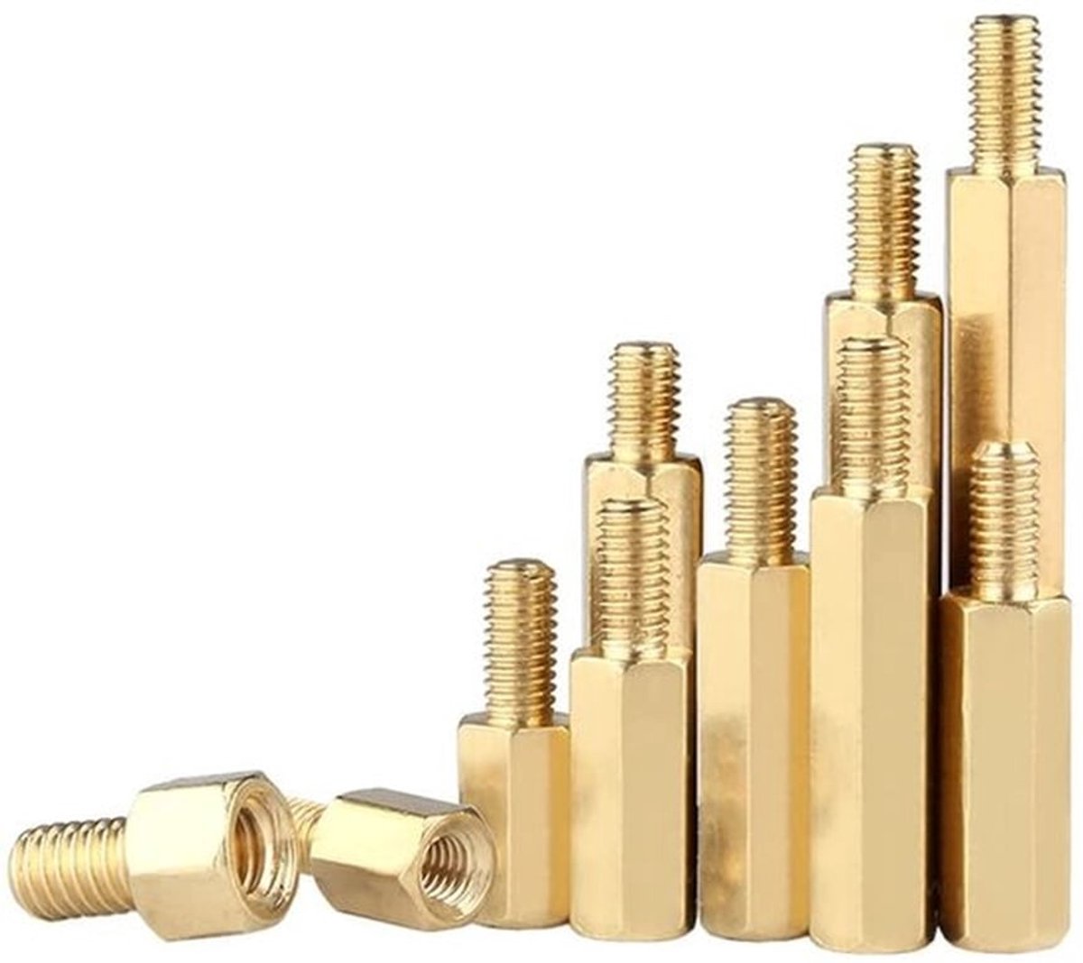 Messing Mannelijke Vrouwelijke Hex Spacer Standoff Schroef Moer - 10 Stuks - Goud - M4x30+6mm - Bevestigingsmiddelen voor Elektronica - G...