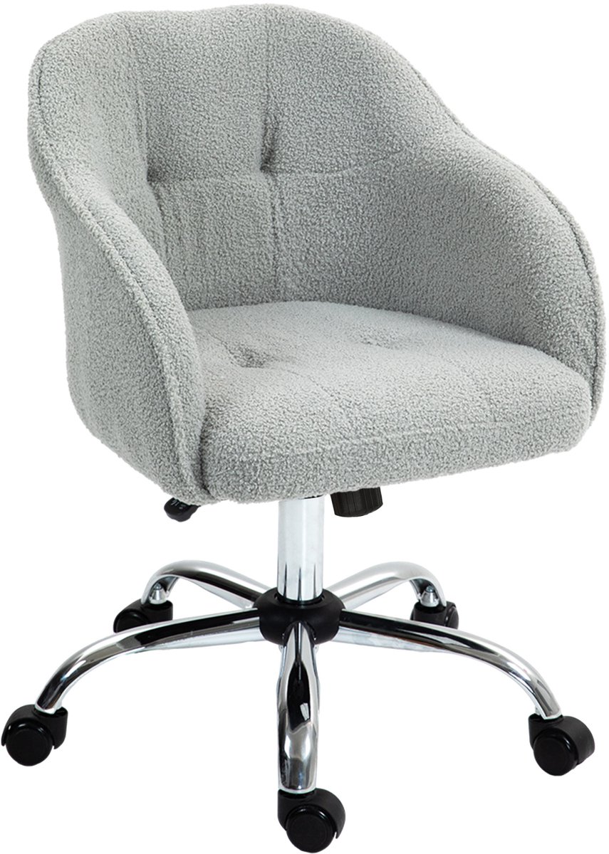 HOMCOM Bureaustoel Polyester, Kunstleer 56L x 61B x 76-86H cm Grijs