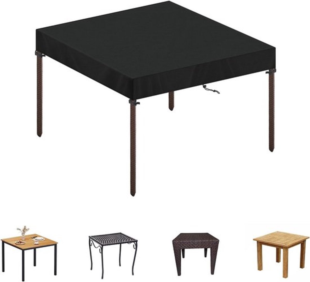 Waterdichte afdekhoes voor tuintafel - vierkant 80x80 cm - UV-bestendig Oxford-weefsel