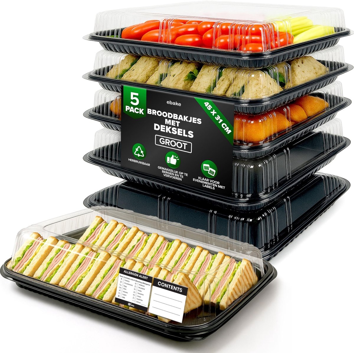 Solidchoice - Herbruikbare Cateringplanken met Deksel en Stickers