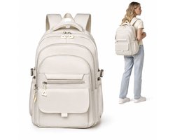 Bobypet - Rugzak - Schooltas voor Meisjes en Jongens - Ruime Rugzak voor Basisschool en Middelbare School - Lichtgewicht en Waterbestendig Nylon - 29x13x44 cm - Cadeau voor Scholieren - Beige